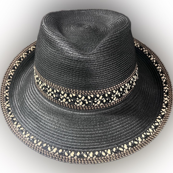 Eric Javits - Black Fedora with Tan Patterned Band - UPF 50+ - Picture 3 of 7